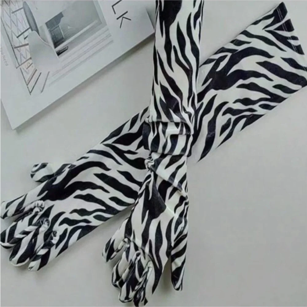 Zebra Print Women's Long Gloves